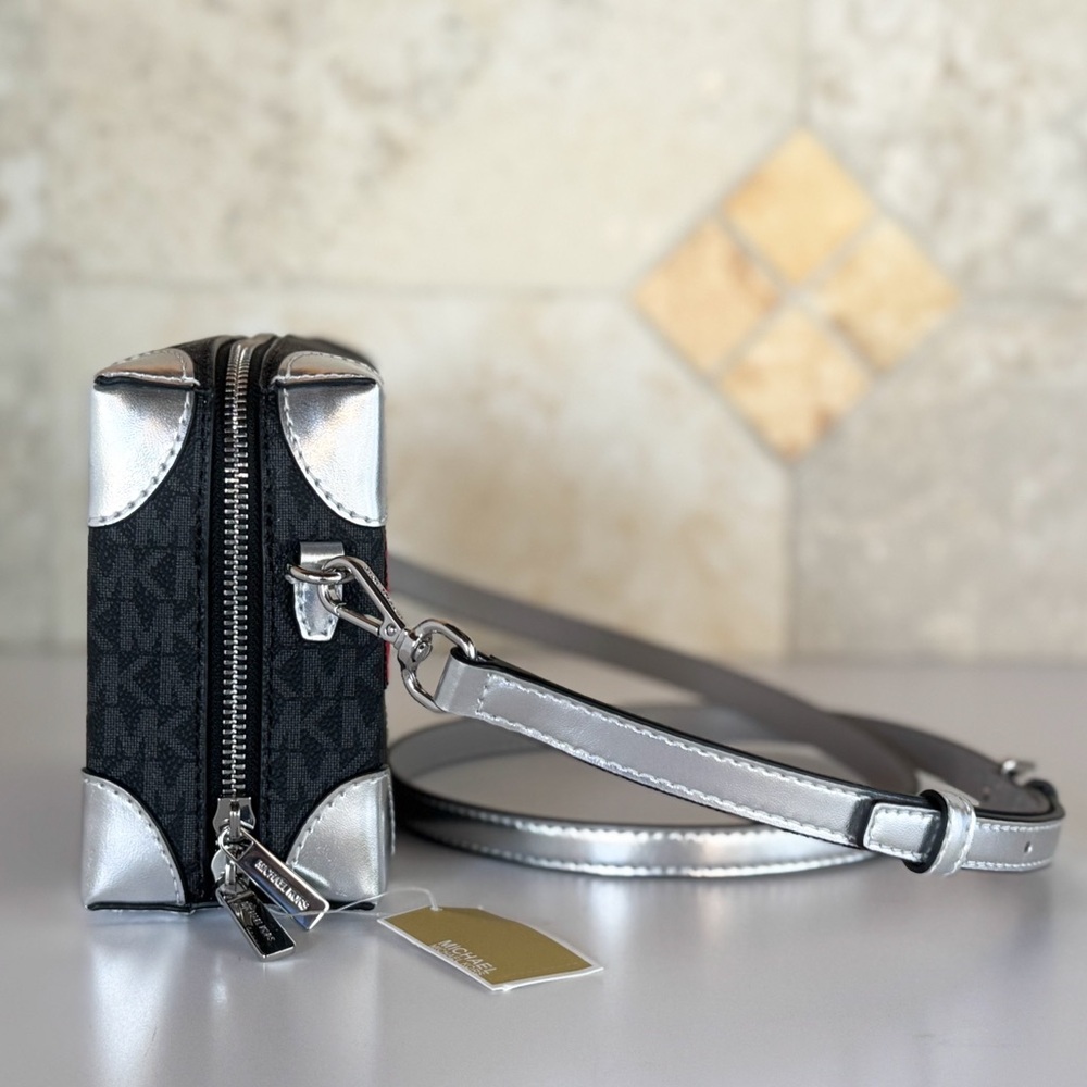 Michael Kors Jeanie Small Trunk Black and Silver Crossbody Bag - Picture 4 of 12